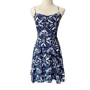 Aeropostale Spaghetti Strap Blue & White Printed Skater Dress S